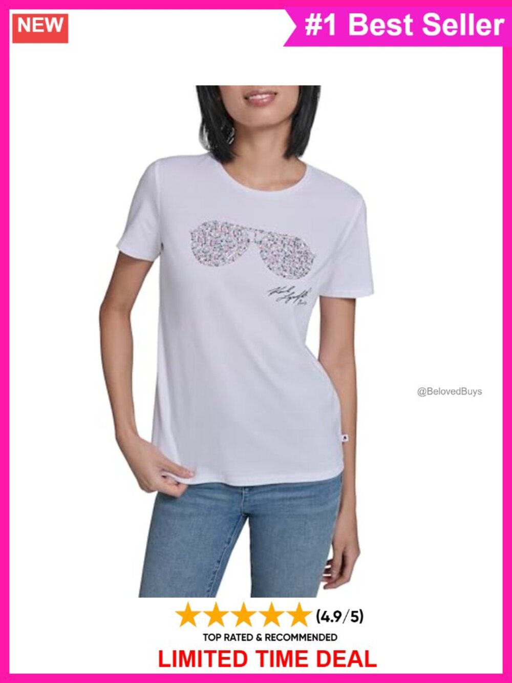 Karl Lagerfeld Women's Short Sleeve Crew Neck T-Shirt